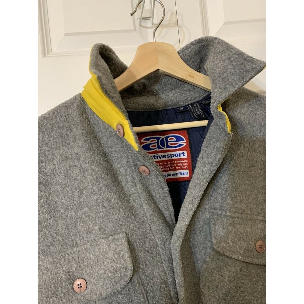 Vtg American Eagle AE Active Sport Fleece Vest w/ Quilted Lining, Gray Men Sz XL